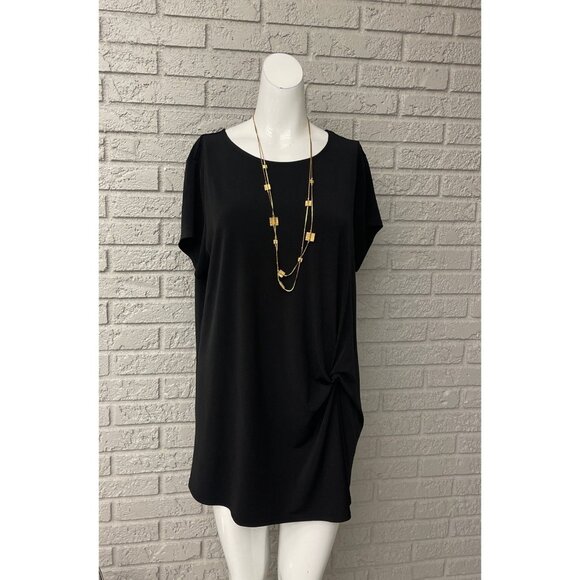 INC Internation Concepts Women Black Short Sleeve Side Twist Top Size XXL - Picture 1 of 7